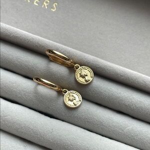 Gold Coin Drop Earrings